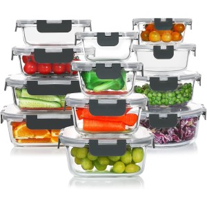KOMUEE 24-Piece Glass Food Storage Set